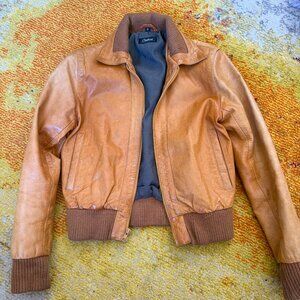 Vintage Light Brown / Yellow Mustard Leather Style Jacket Women’s S